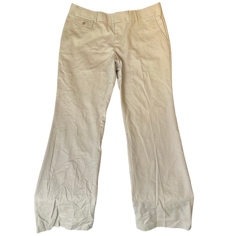Banana Republic Women Flared Khaki Pants size 10 Beige Mid Rise Stretch NWT